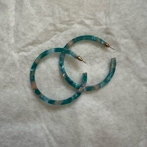 Green/ blue Hoop Earrings